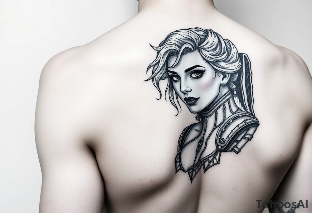 realistic arm tattoo of agatha harkness in wandavision tattoo idea