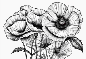 Poppy flower tattoo with the date 12/21/2006 tattoo idea