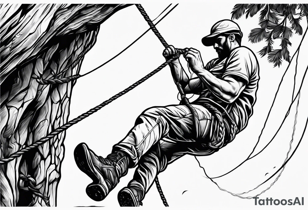 climbers hanging on ropes tattoo idea