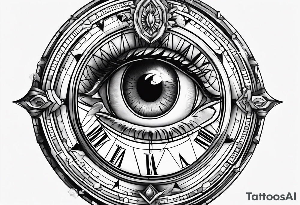 Stop watch with crying eyeball tattoo idea