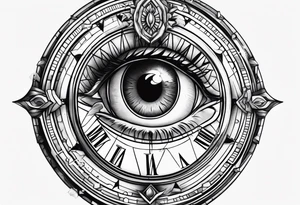Stop watch with crying eyeball tattoo idea