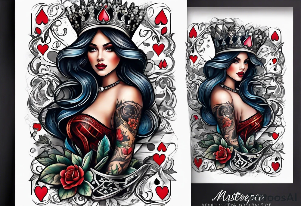 Latin Queen Of Spades tattoo sleeve hentai tattoo idea