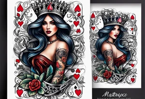 Latin Queen Of Spades tattoo sleeve hentai tattoo idea