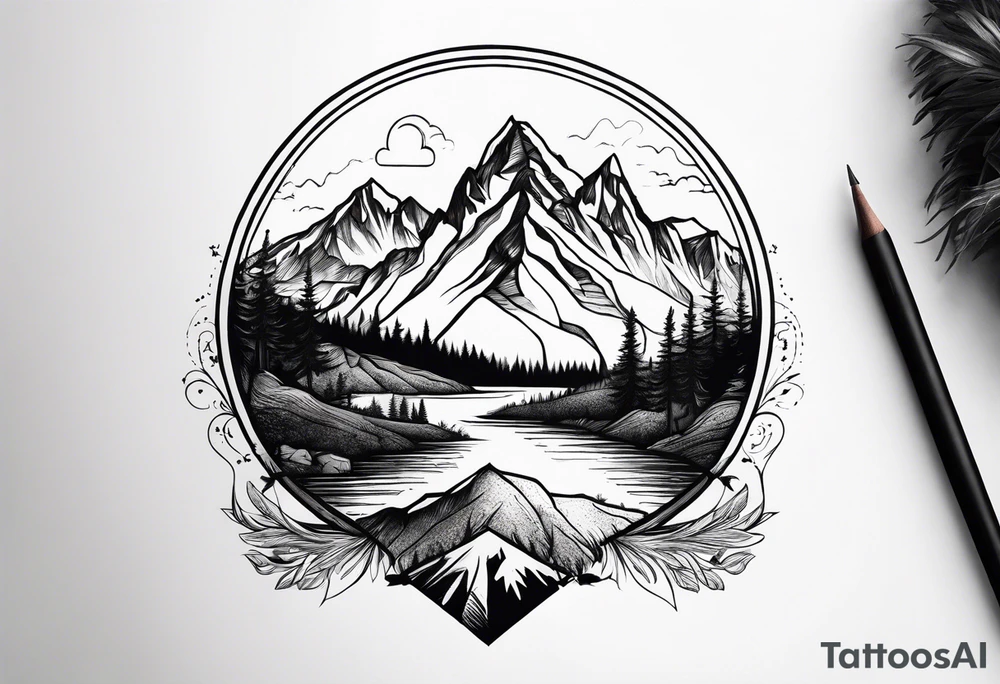 Mountains, animals, concept tattoo idea
