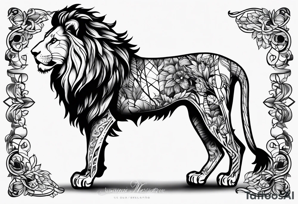 lion skeleton tattoo idea