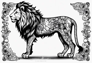 lion skeleton tattoo idea