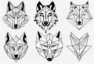 Wolf's face with geometric shapes and impressions of a forest tattoo idea