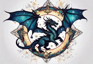Constellation, dragon,snowflake tattoo idea
