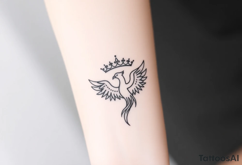 Crown and a phoenix tattoo idea