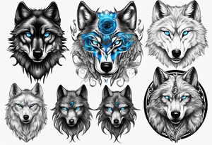 Dark wolf with blue eyes tattoo idea