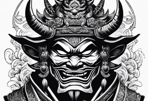 samuri with oni mask 
with katana tattoo idea