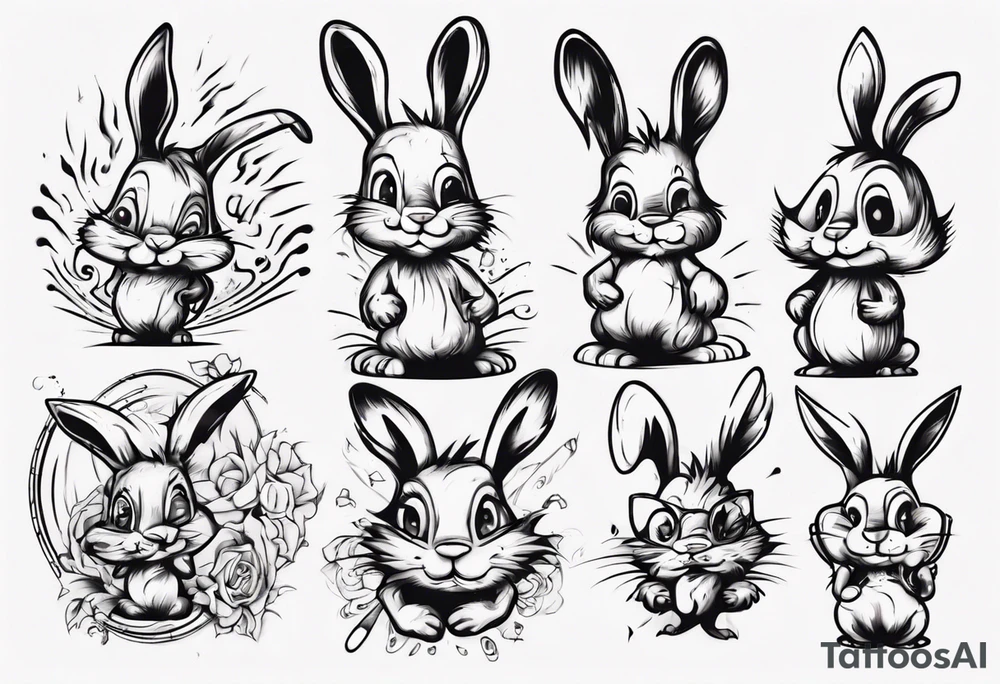 funny smunky bunny tattoo idea
