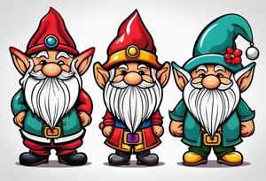 Matching tattoos gnomes with casino theme tattoo idea