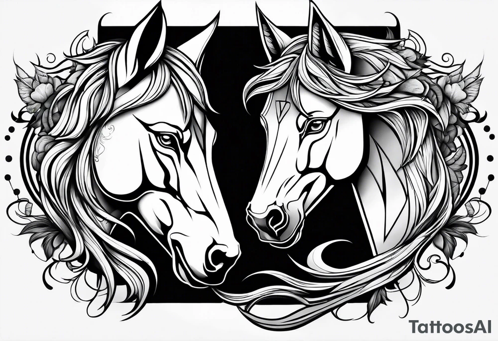 Wolf and horse head tattoo idea