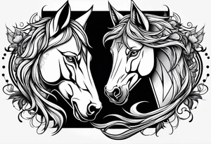 Wolf and horse head tattoo idea