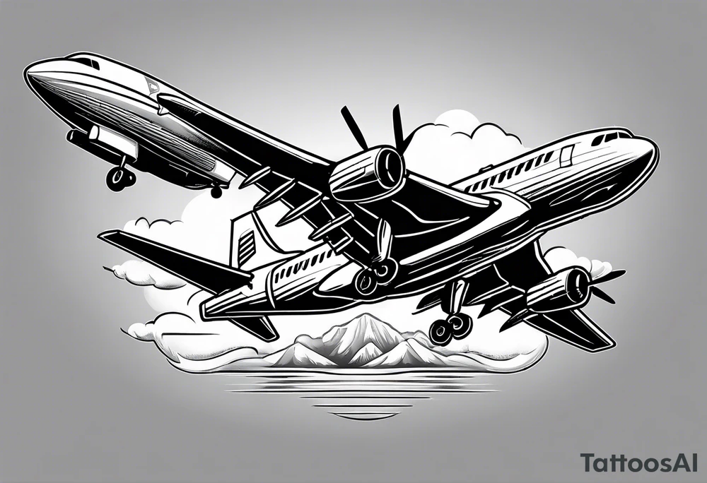 Wide tattoo airplane tattoo idea