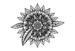 spiritual bold line feather indian mandala shaman tattoo idea