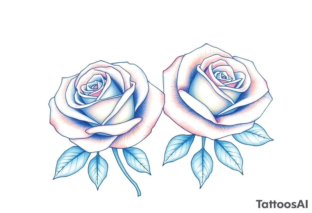 Two roses, short candles, blue tattoo idea