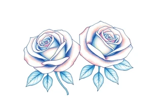 Two roses, short candles, blue tattoo idea