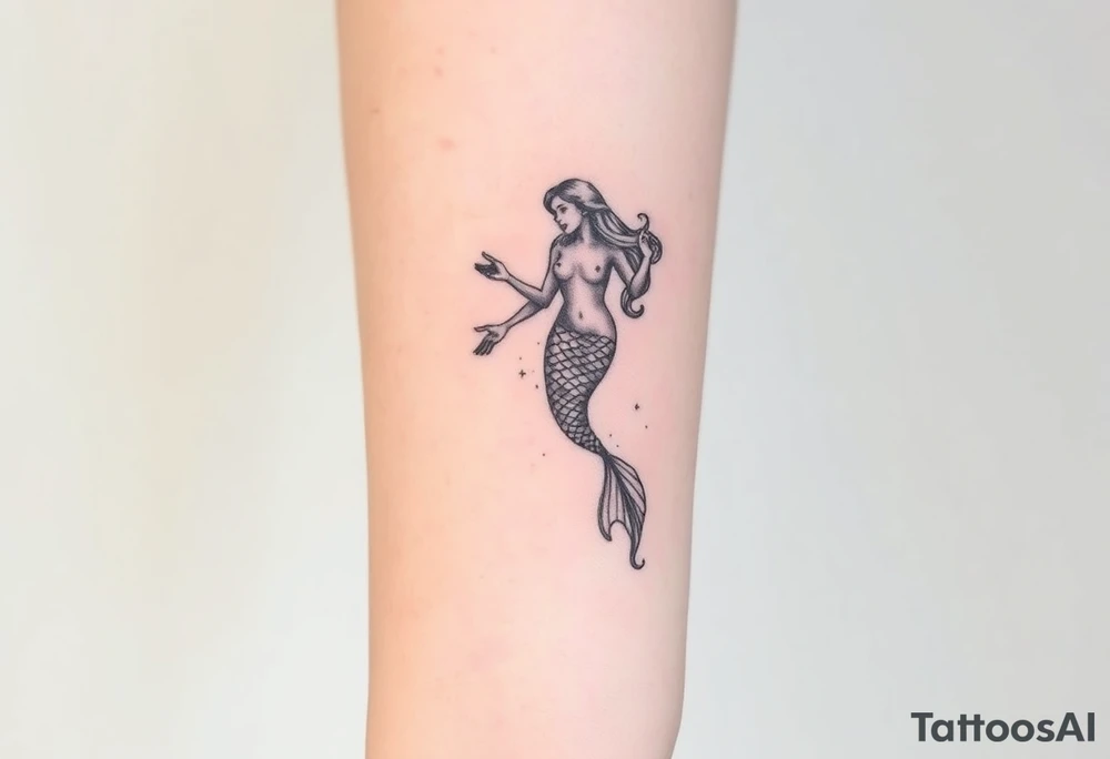 Realistic tattoo on forearm of a mermaid tattoo idea