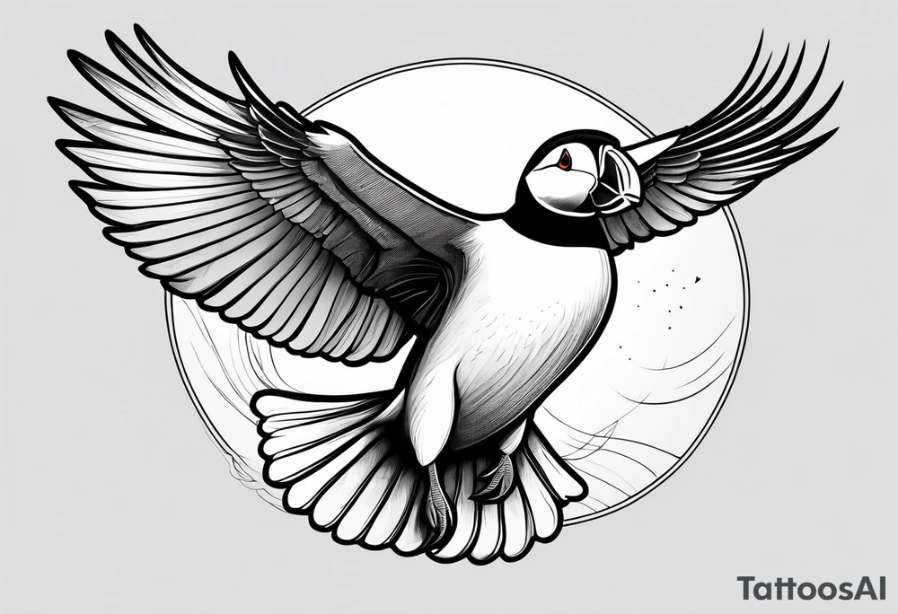 a flying puffin without background - masculine art style tattoo idea a flying puffin without background - masculine art style tattoo idea