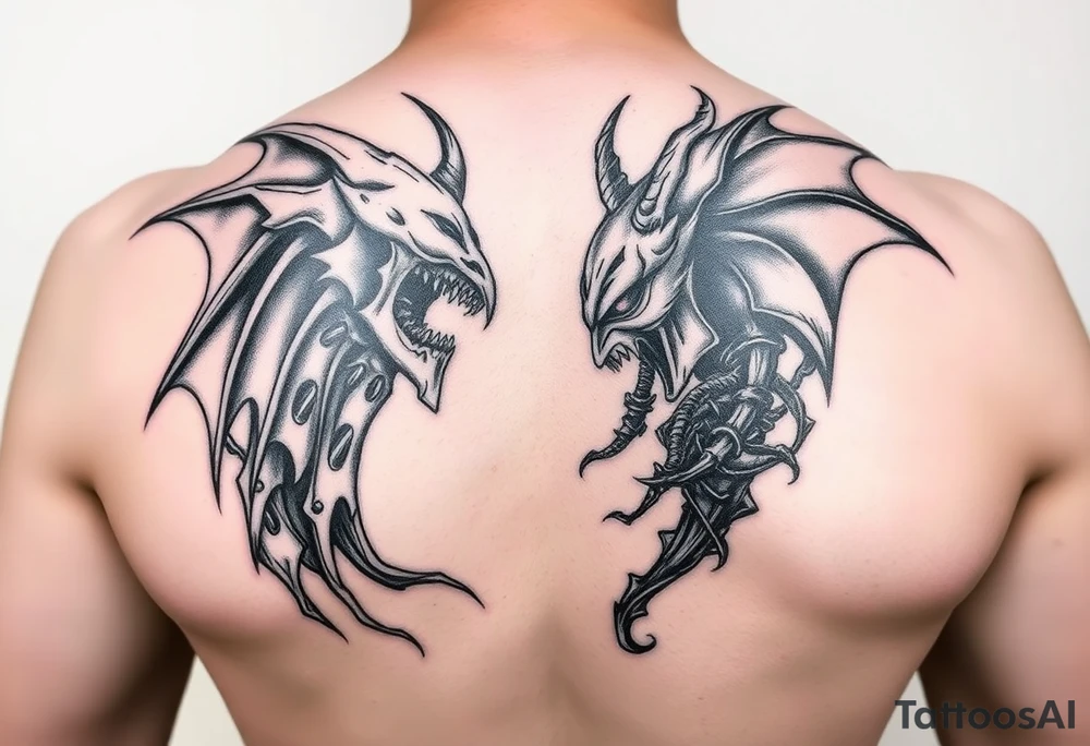 The battle between good and evil tattoo idea