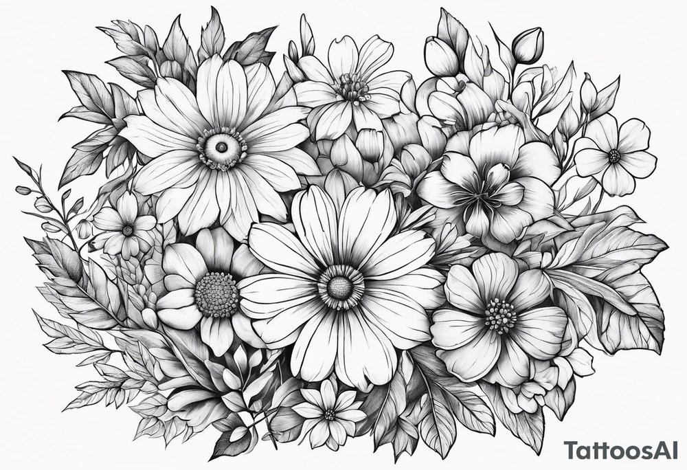 Wildflowers, smaller, vertical tattoo idea