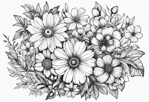 Wildflowers, smaller, vertical tattoo idea
