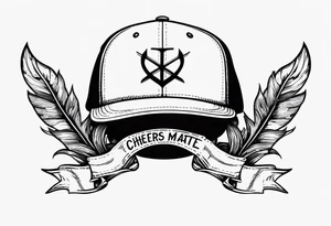Cheers Mate text, armband +Cancer Ribbon +flat cap tattoo idea