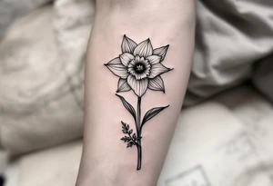 large daffodil with holly tattoo idea