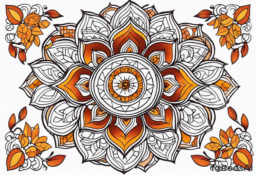 male mandala Knee tattoo in fall colors tattoo idea