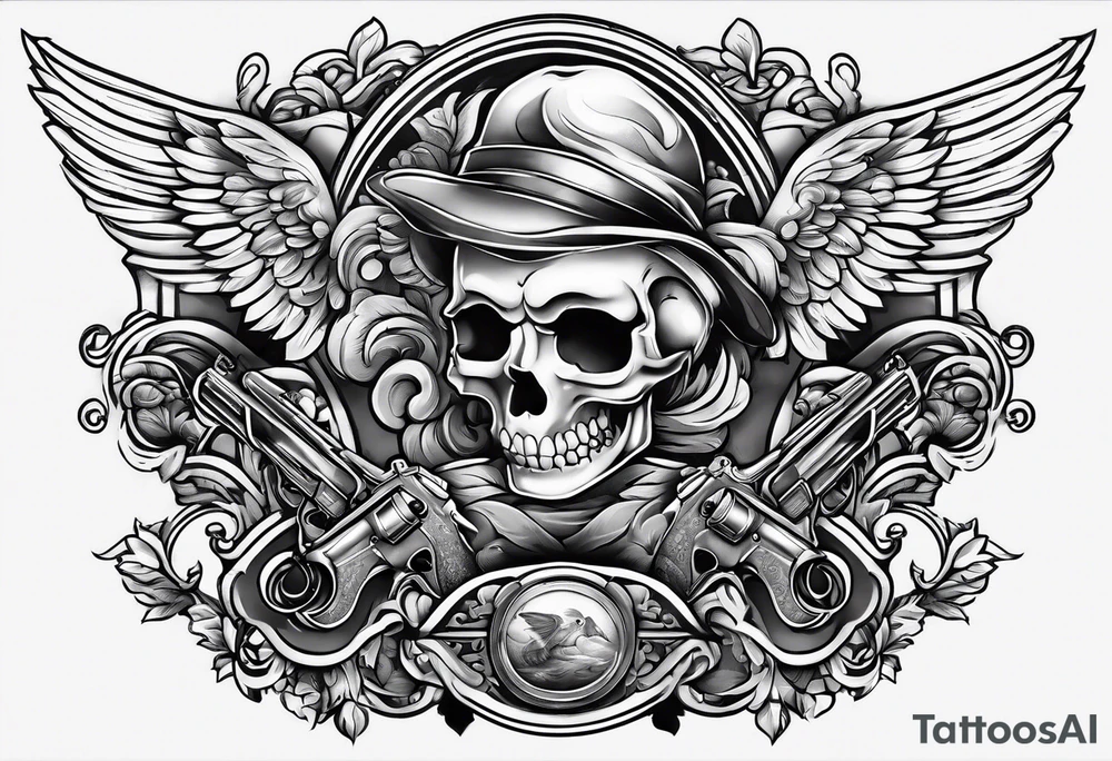 Cherubin with guns tattoo idea