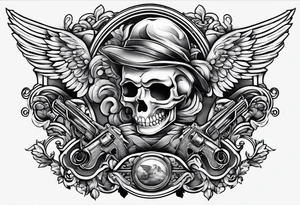 Cherubin with guns tattoo idea