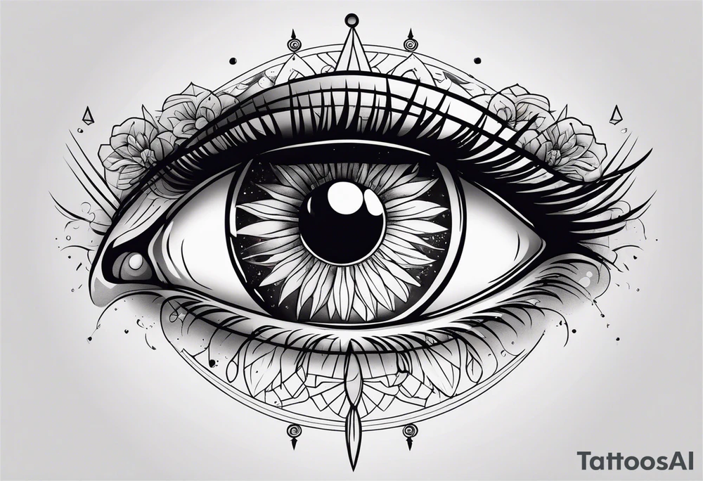 eye with reflection of cosmos tattoo idea