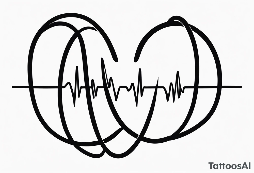 Heartbeat line intertwined with the words Darren Forever tattoo idea
