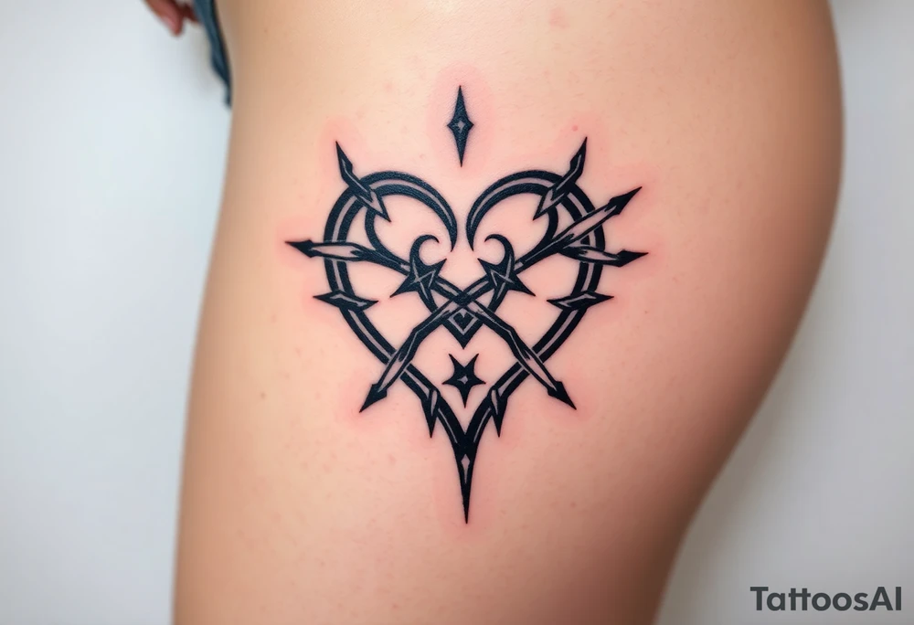 Razor wire shaped like heart tattoo idea
