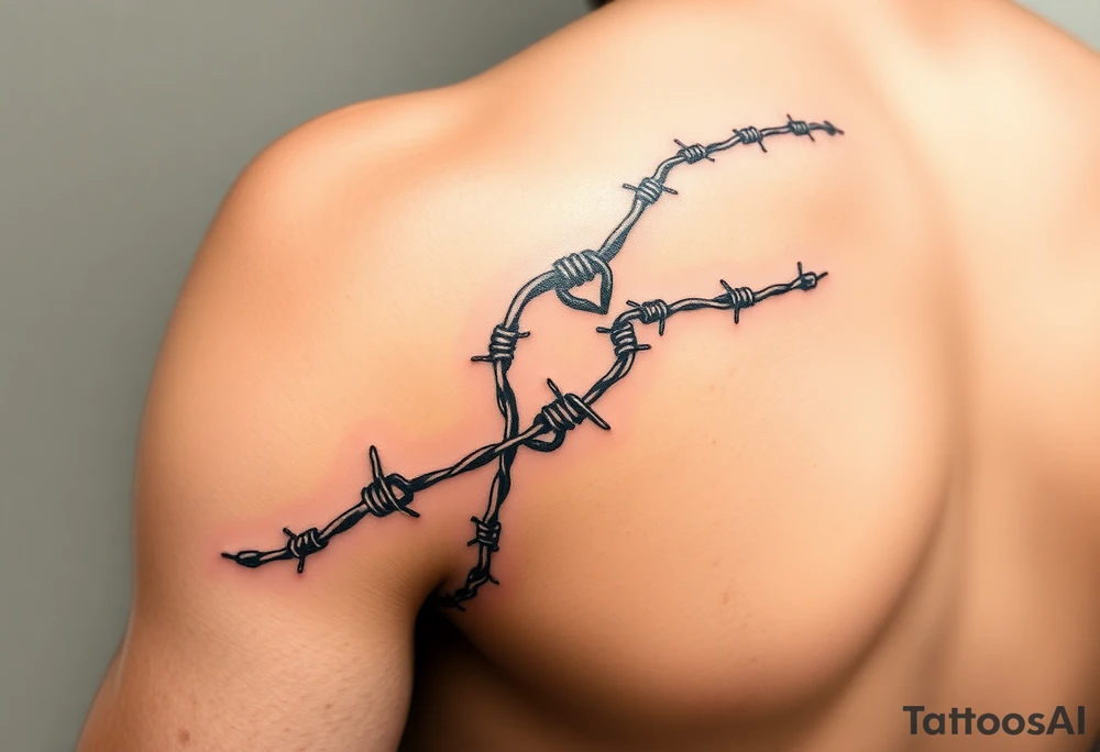 I want a barbed wire wraparound tattoo on my arm that starts from my hand and goes around my arm to my bicep where it ends up coiling itself on the bicep. It should also have a part that looks like a chain which is breaking to representing breaking generational curses tattoo idea