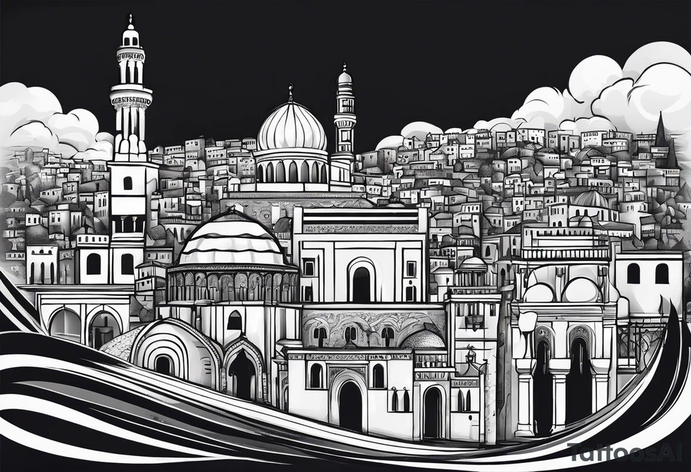 israel city vector 
swirl  vignette tattoo idea