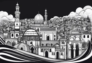 israel city vector 
swirl  vignette tattoo idea