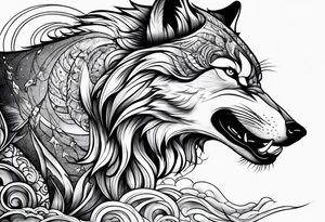 Wolf dolphin tiger tattoo idea