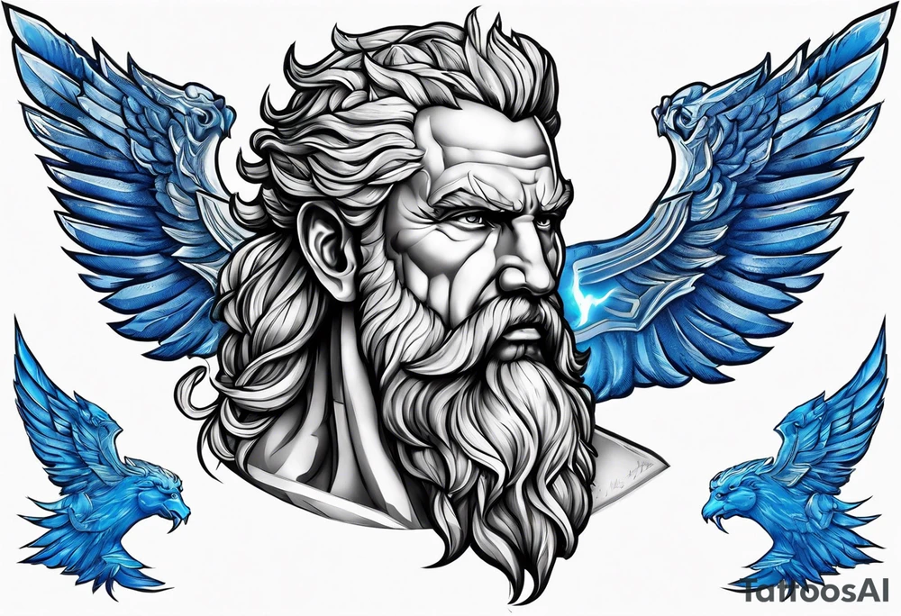 Zeus, blue, lightning tattoo idea