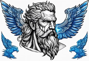 Zeus, blue, lightning tattoo idea