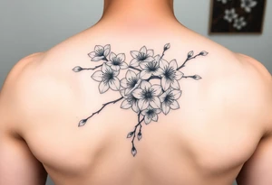 delicate cherry blossoms swirling in spring breeze with petals tattoo idea