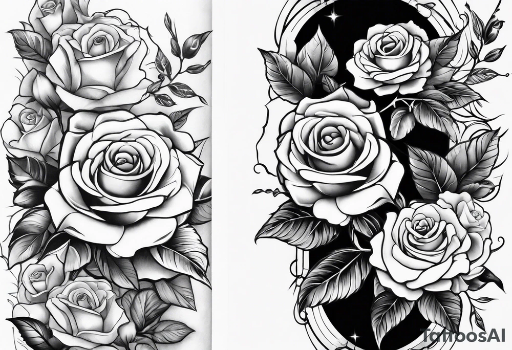 Roses birds strength forearm sleeve tattoo idea