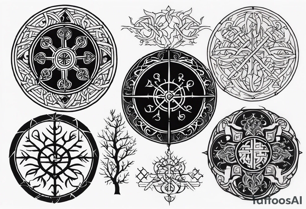 vegvisir & yggdrasill tattoo idea