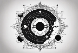 a geometrical representation of the solar system tattoo idea