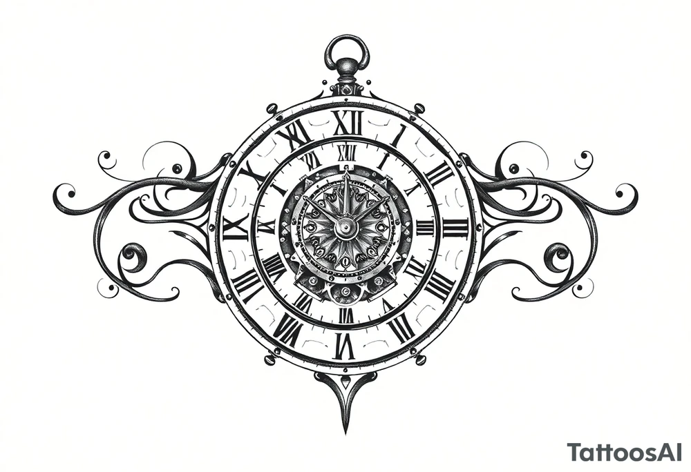 vintage roman numerals within ornate clockwork mechanism tattoo idea