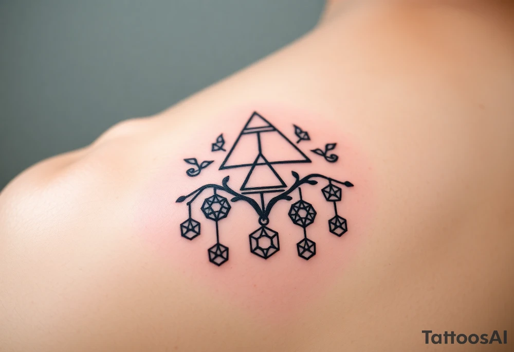 A geometric family tree with interconnected triangles and hexagons, reflecting the strong foundation of ancestry tattoo idea