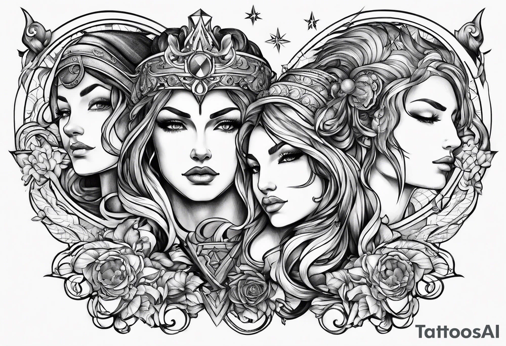 Aquarius and Sagittarius over 2 Leo and 2 Capricorn tattoo idea