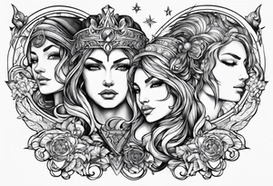 Aquarius and Sagittarius over 2 Leo and 2 Capricorn tattoo idea